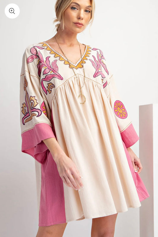 Easel embroidered tunic dress