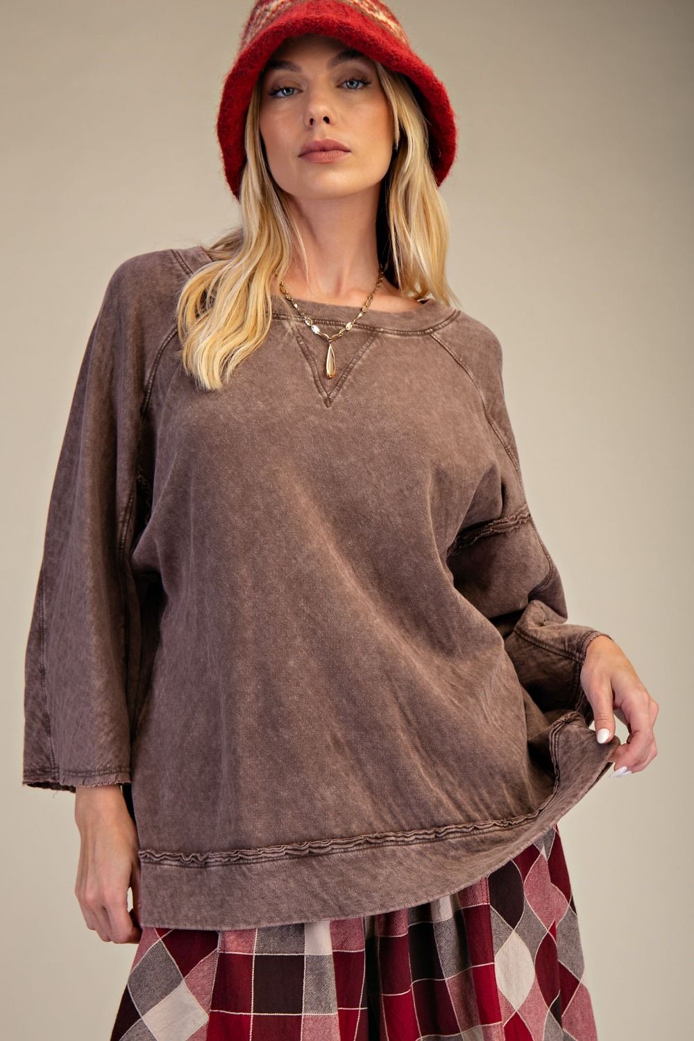 EASEL WASHED COTTON GAUZE BOXY TOP