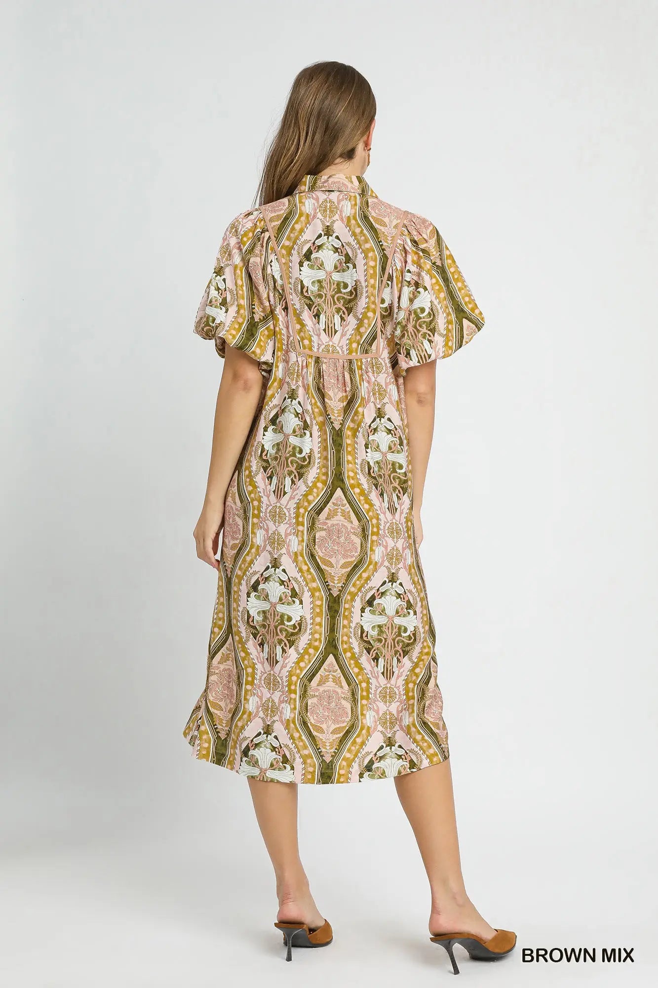 Umgee abstract midi dress mix