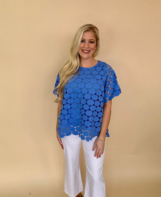 Royal blue Umgee circle woven top