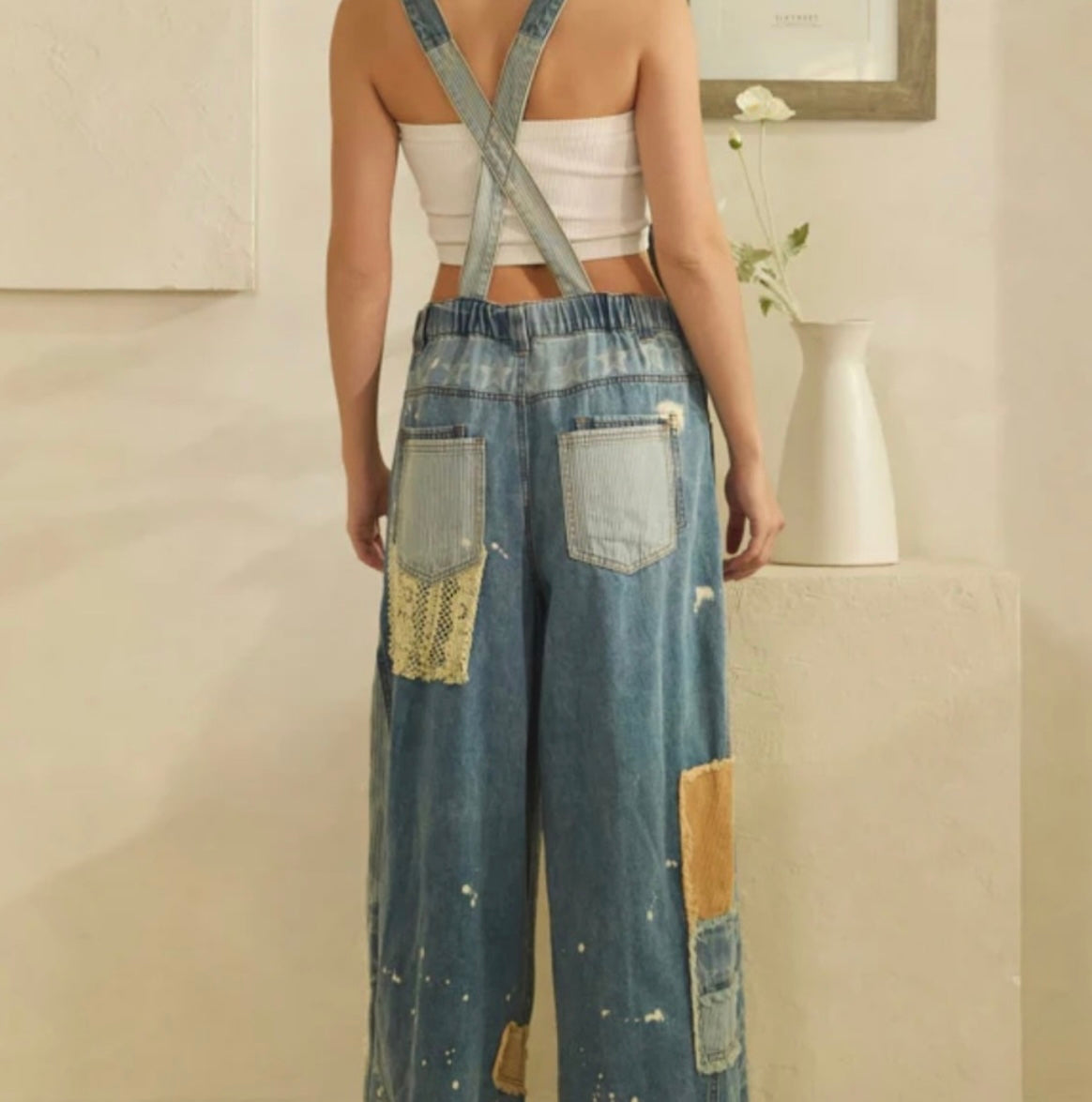 Oli and Hali patch denim overalls