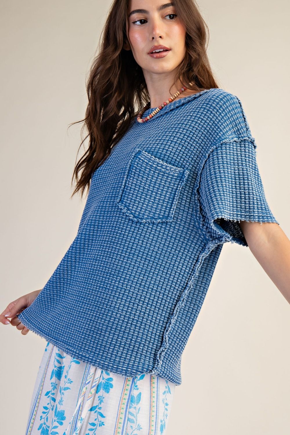 Easel basic waffle knit tops