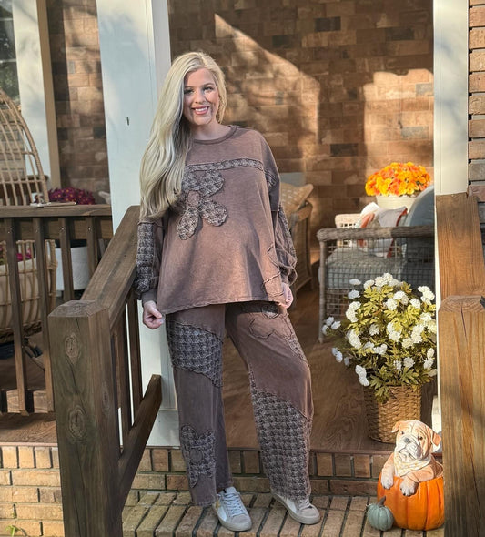 J Her Houndstooth knit pant sets