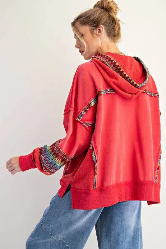 Easel patch hoodie boho red