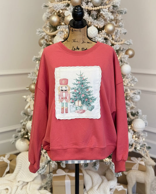 Fantastic fawn Vintage patch Christmas sweatshirt