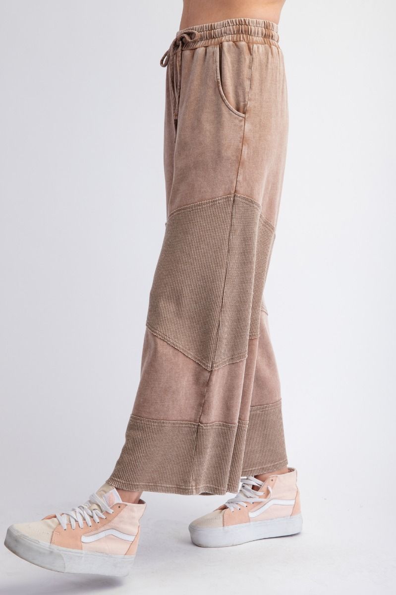 Easel wide leg mineral wash textured pants