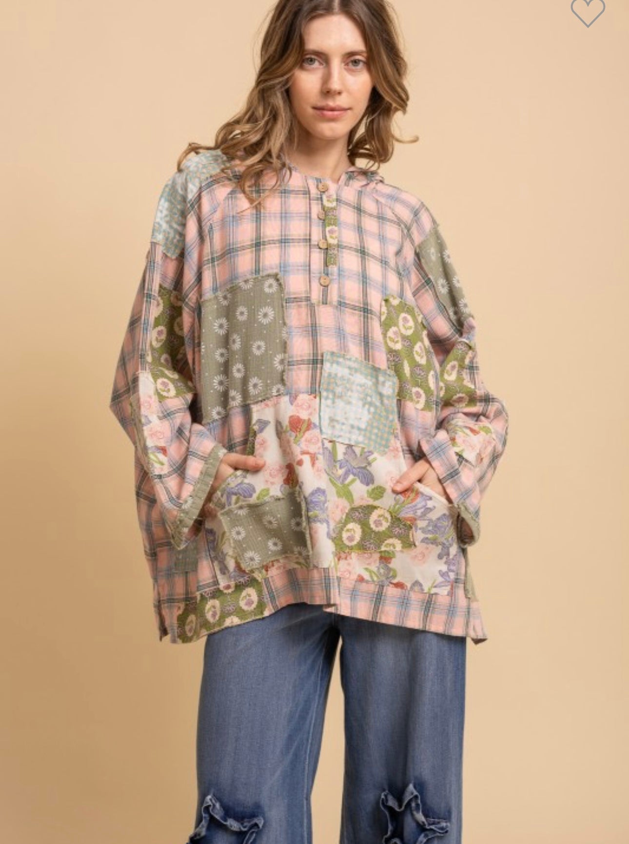 Blue velvet button up hoodie pullover