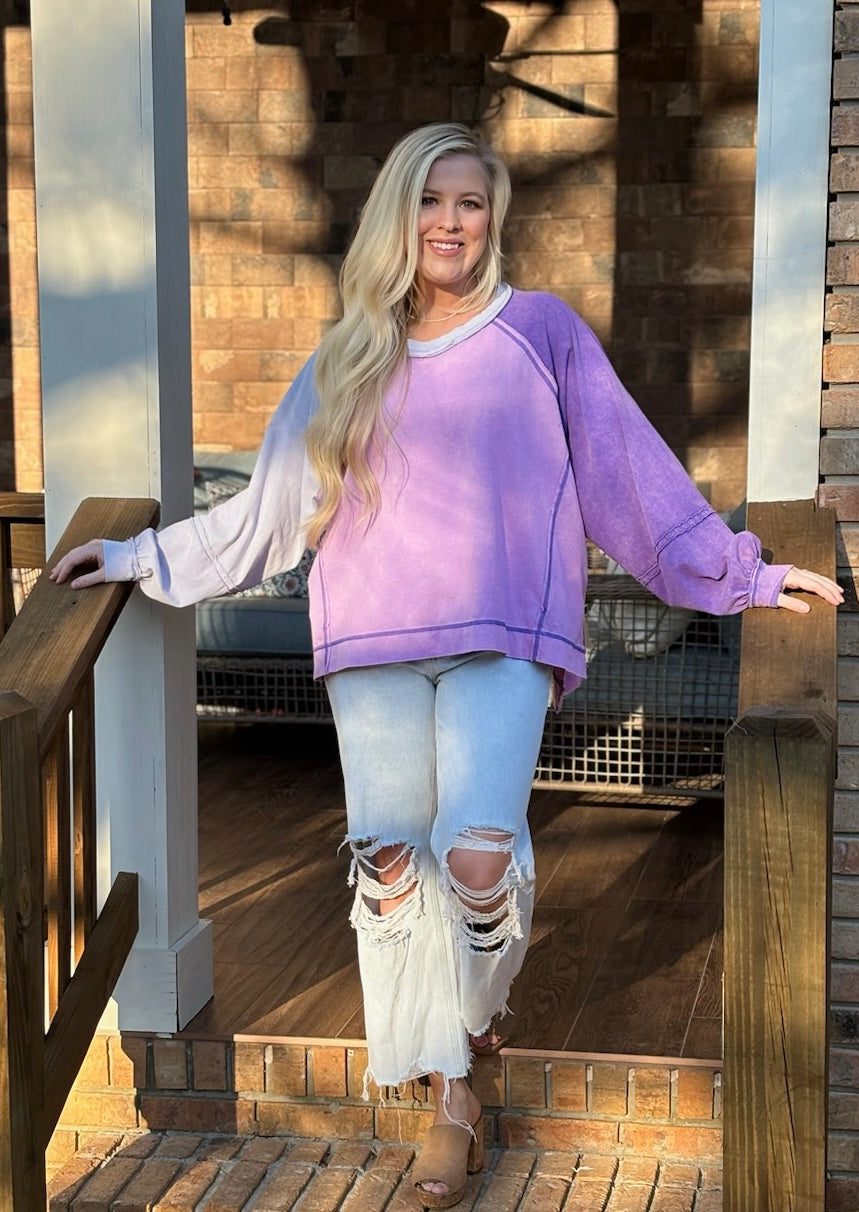 Blue velvet lavender mix pullover top