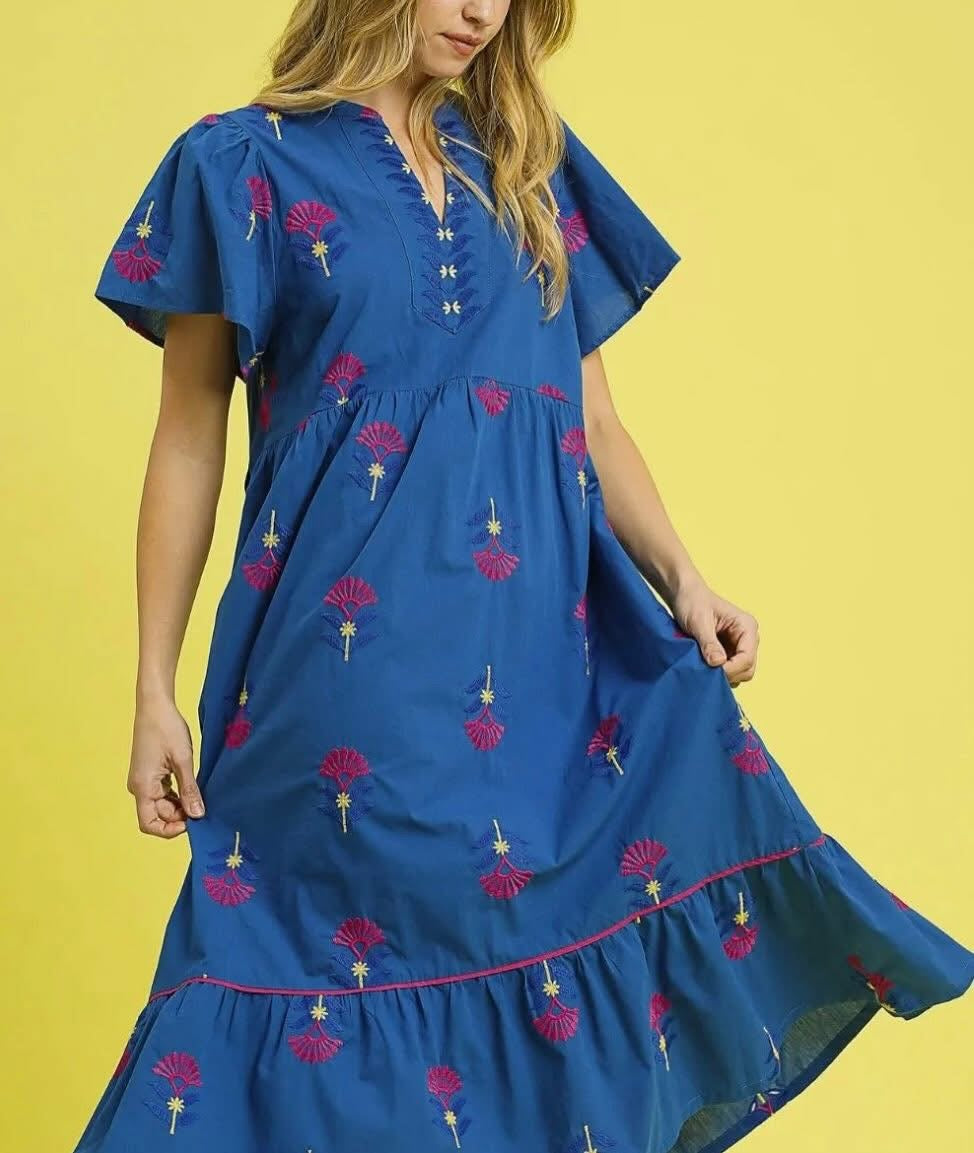 Umgee embroidered midi dress
