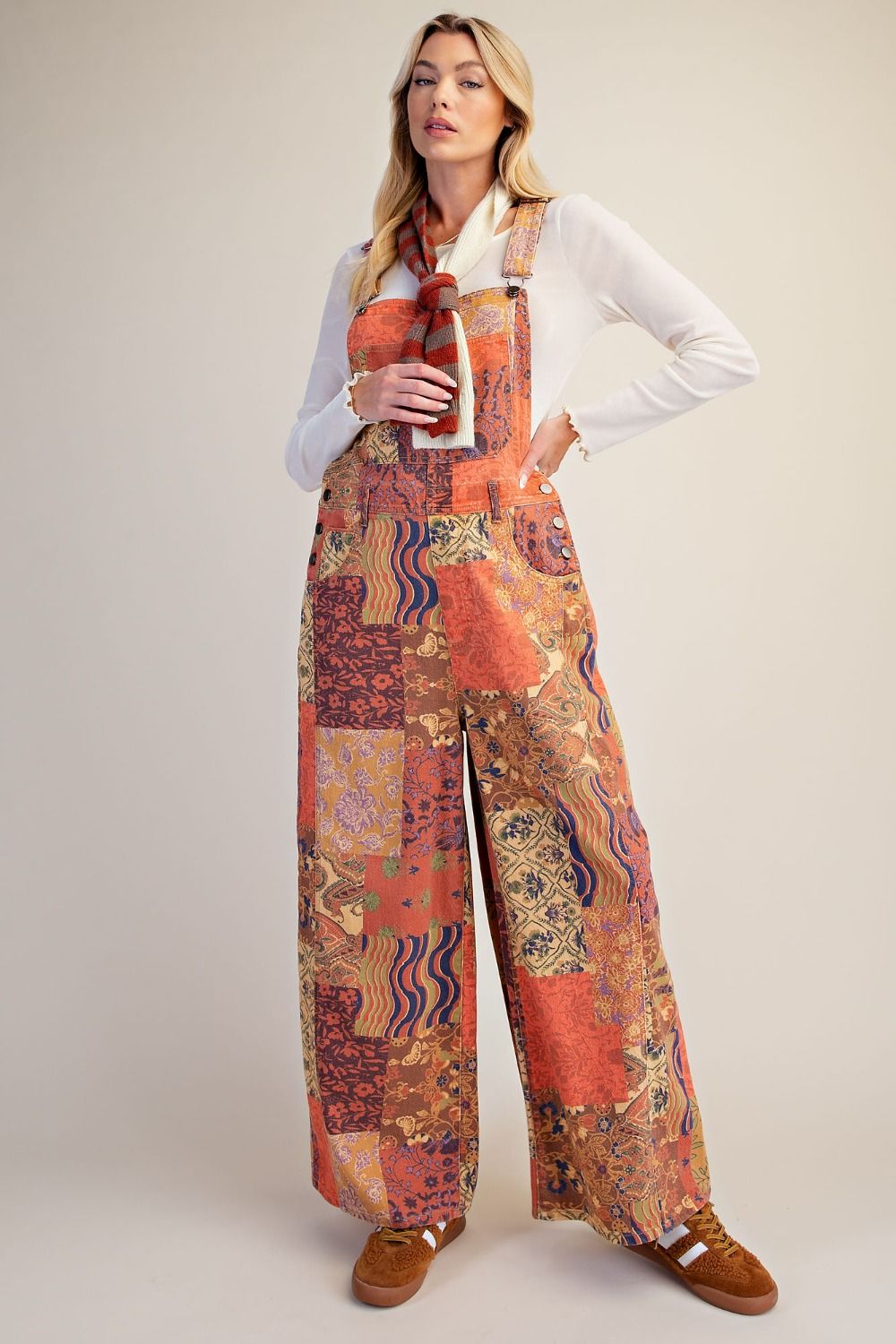 Easel SIGNATURE PRINT ENZYME WASHED OVERALL PANTS
