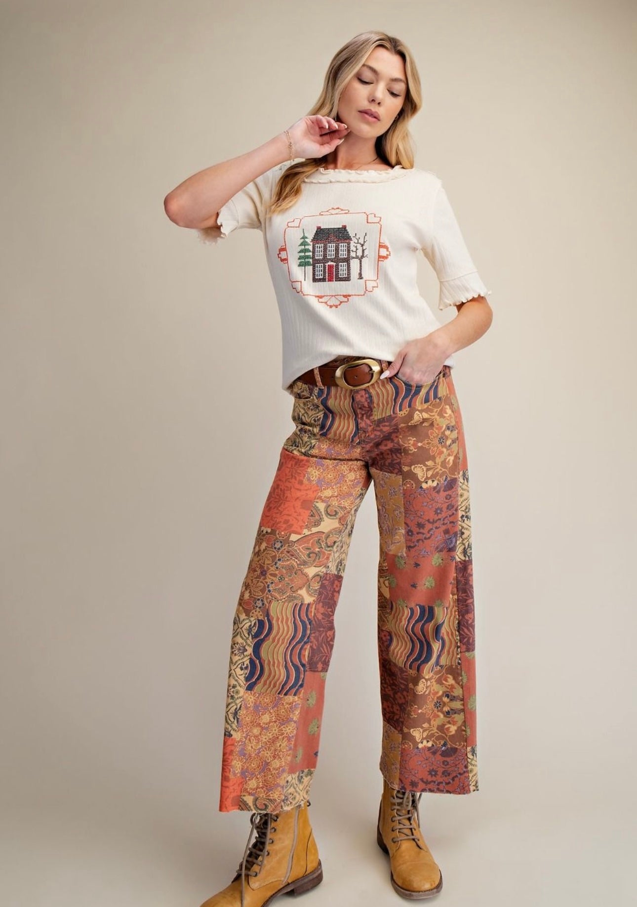 Easel signature print enzyme pants