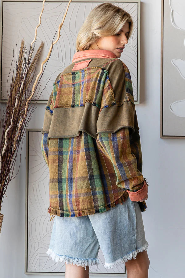 Oli and Hali plaid half button down pullover