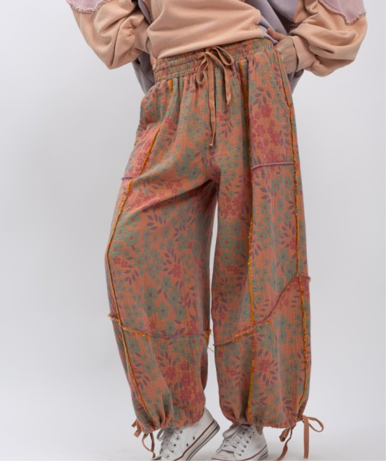 Blue velvet draw string jogger pants