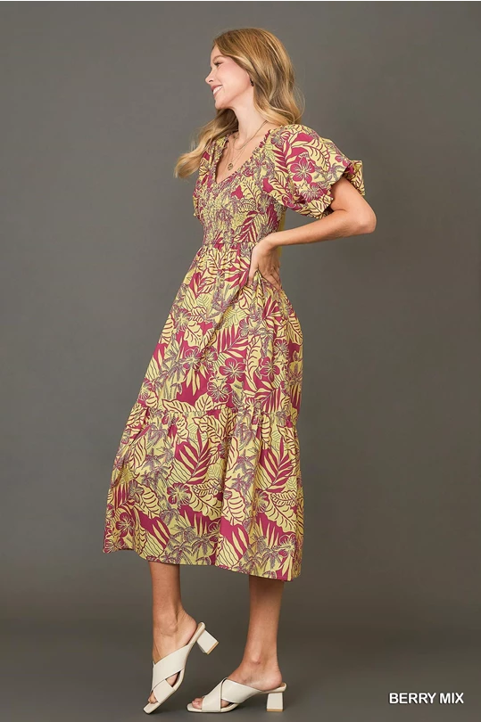 Umgee berry mix midi dress