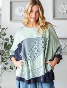 Oli and Hali mixed fabric top