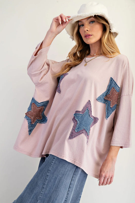 Easel star patch oversized top