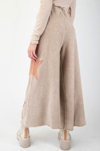 Easel Star patchwork wide leg mineral wash pants