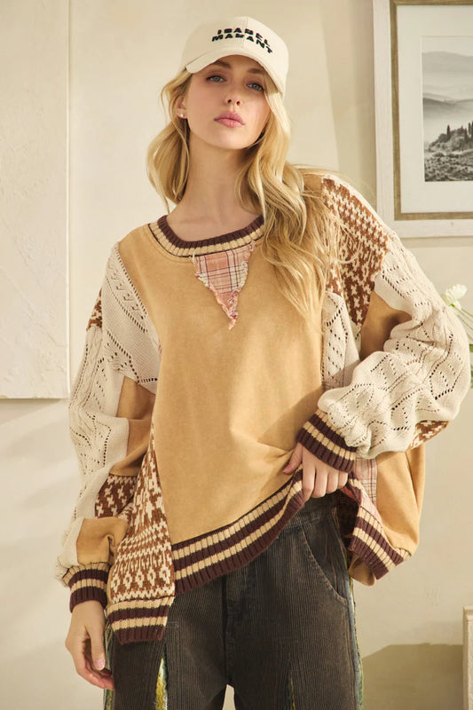 Oli and Hali sweater mix fabric sweatshirt