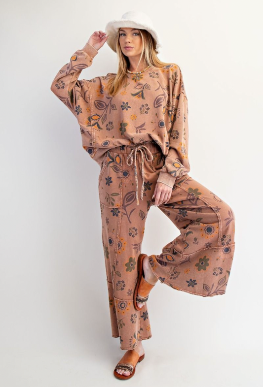 Easel mocha mouse knit pant set