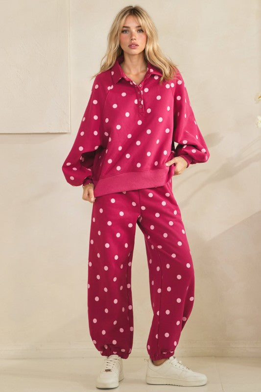 Veveret playful dot knit sweatsuits