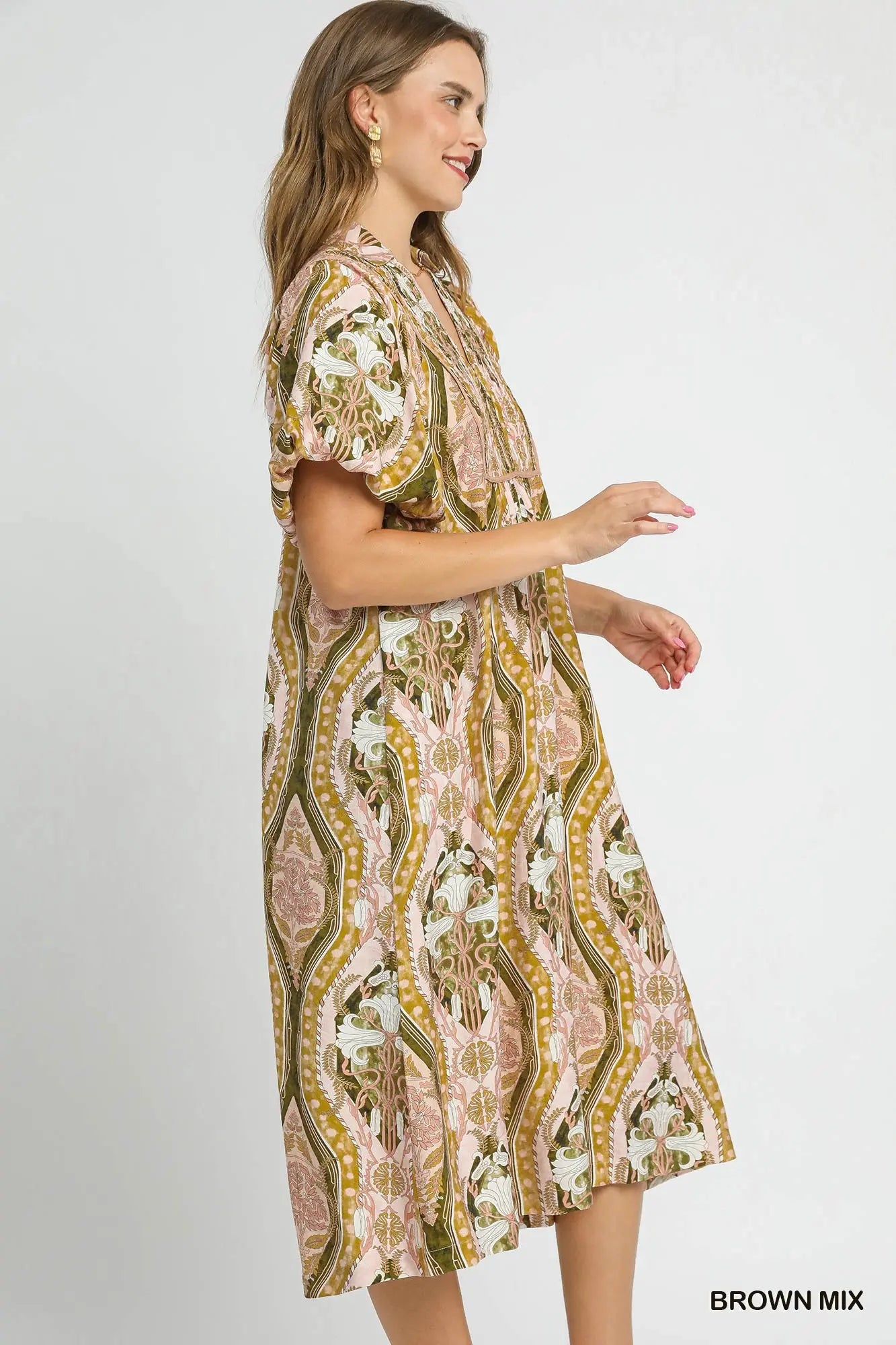 Umgee abstract midi dress mix