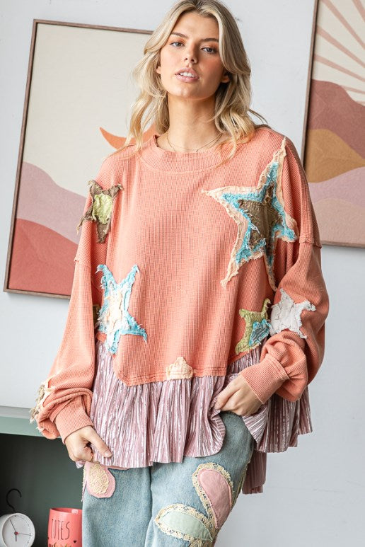 Oli and Hali patchwork star pullover top