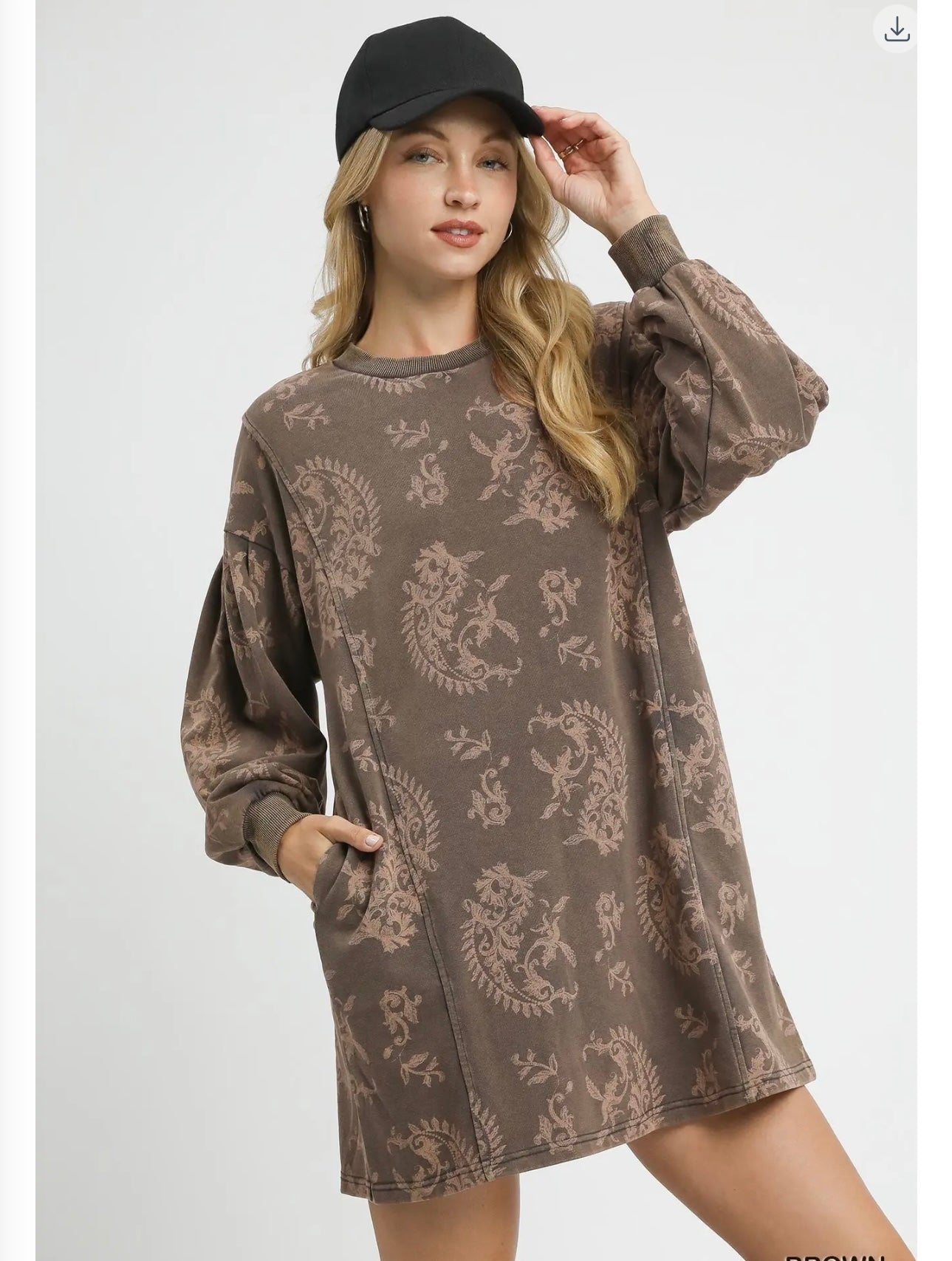 Umgee printed knit sweatshirt dress