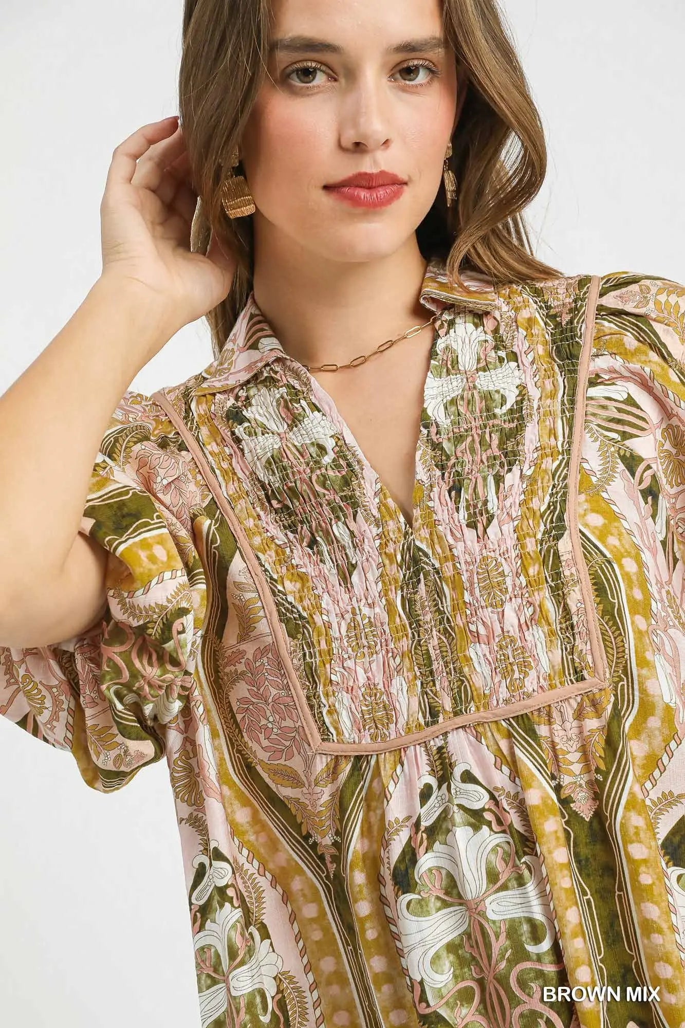 Umgee abstract midi dress mix