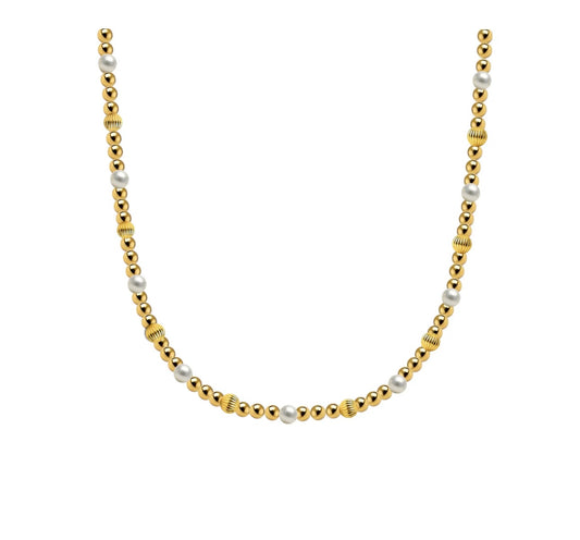 NOA | GOLD FILLED BEADED NECKLACE WITH PEARLS
