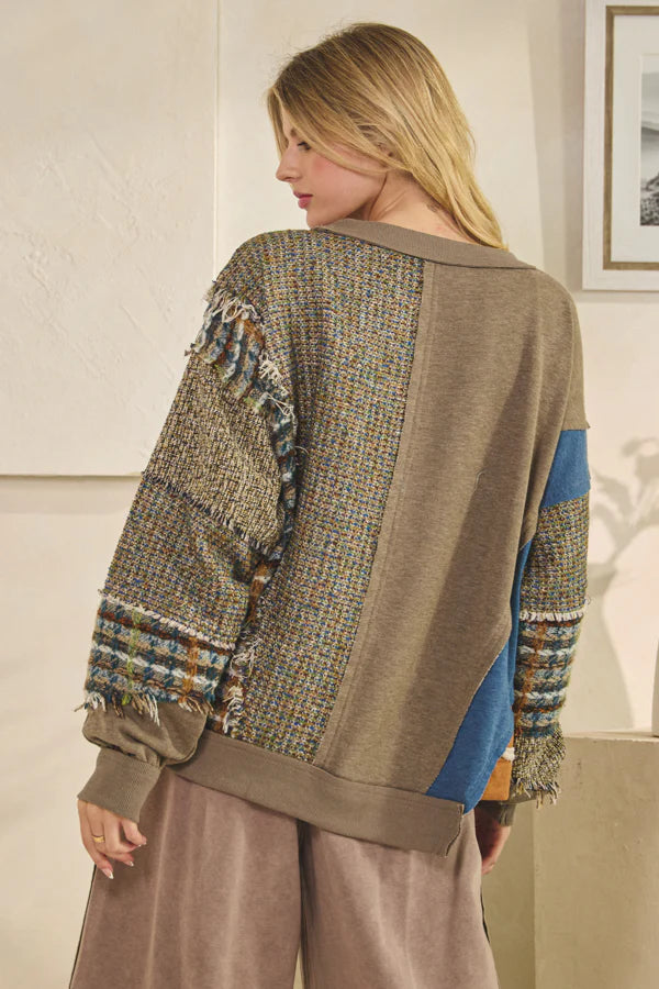 Oli and Hali mixed fabric pullover