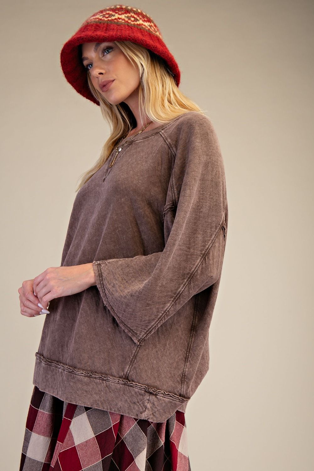 EASEL WASHED COTTON GAUZE BOXY TOP