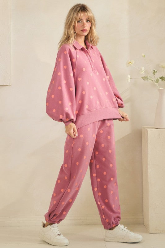 Veveret playful dot knit sweatsuits