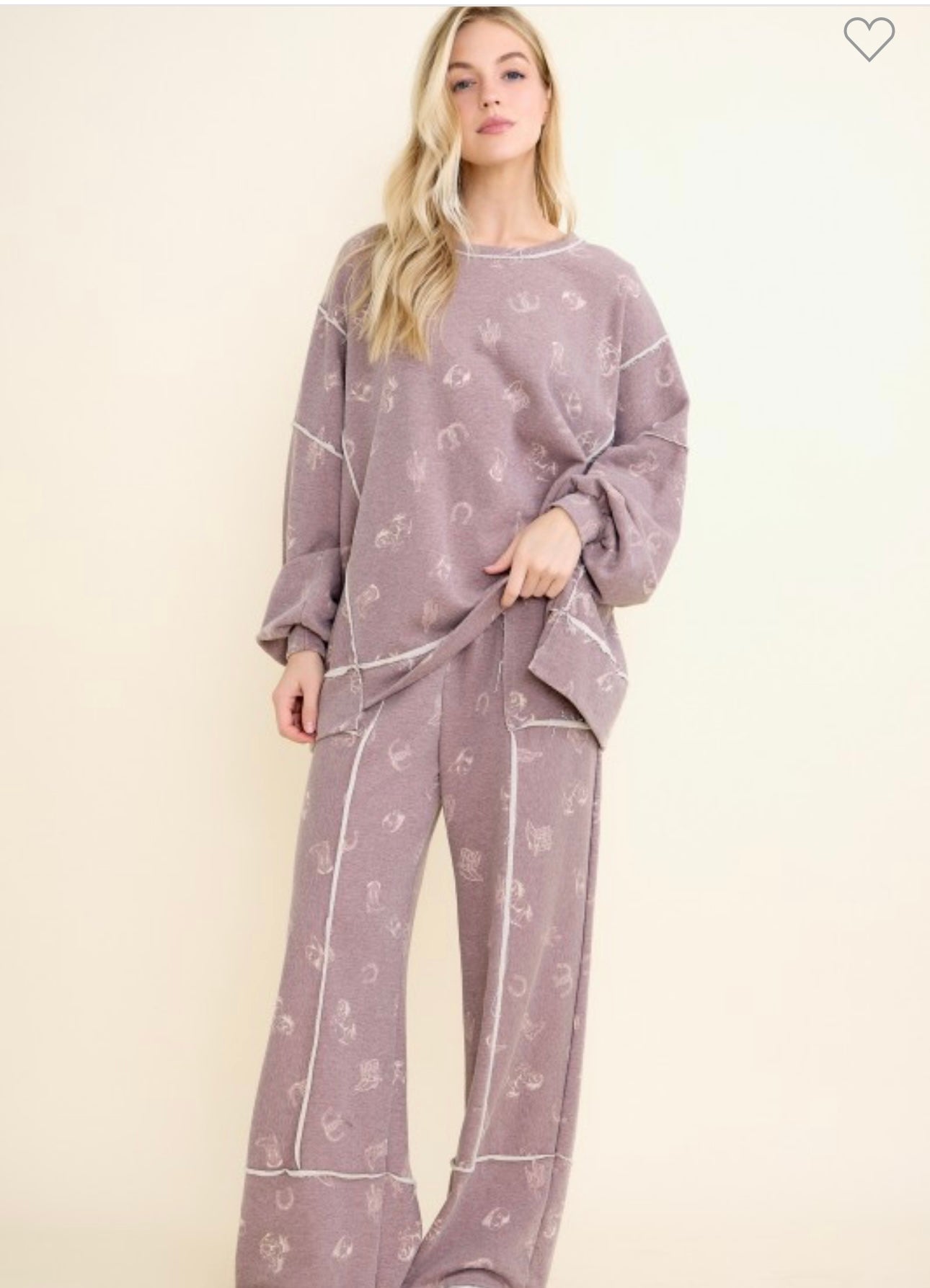 J Her Western twill knit sweatshirt pant set