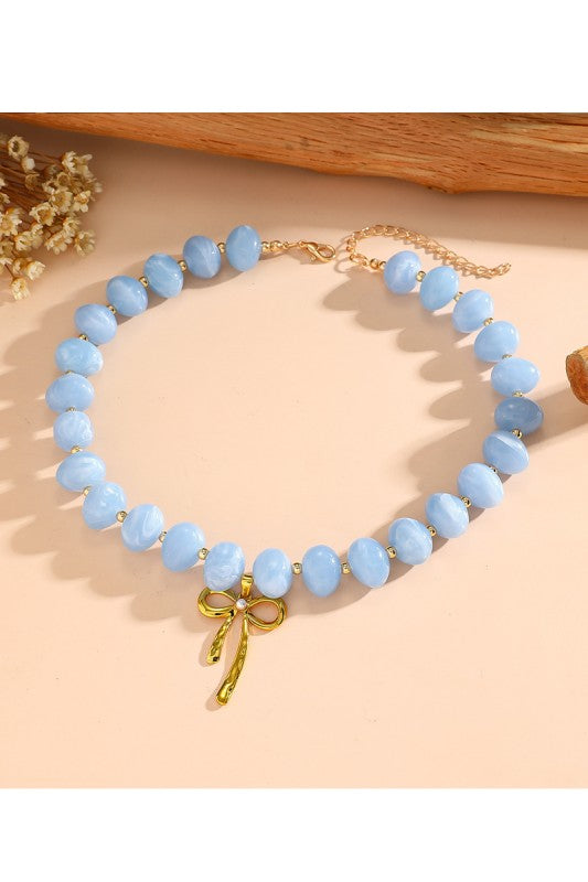 Chunky beaded bow necklaces
