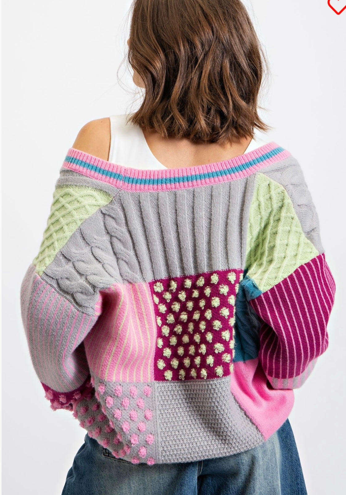 Easel sweater cardigan pink/ grey mix