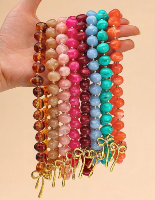 Chunky beaded bow necklaces