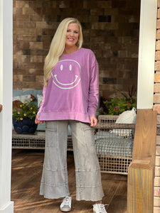 Easel smiley face mineral wash sweatshirts