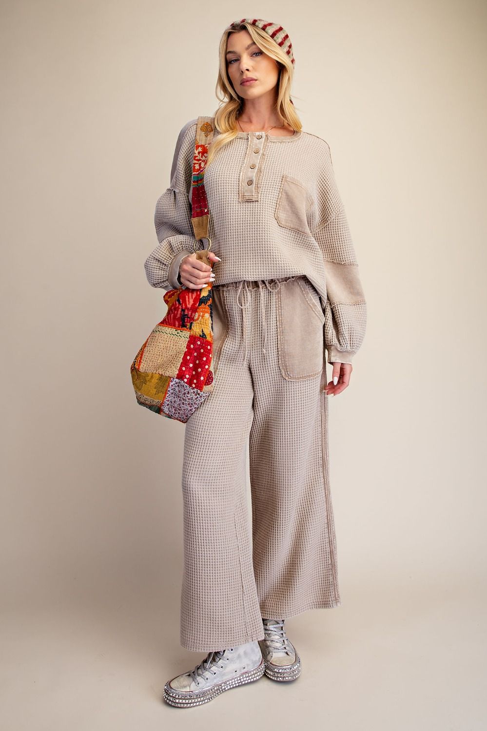 EASEL WASHED THERMAL KNIT PANT SET