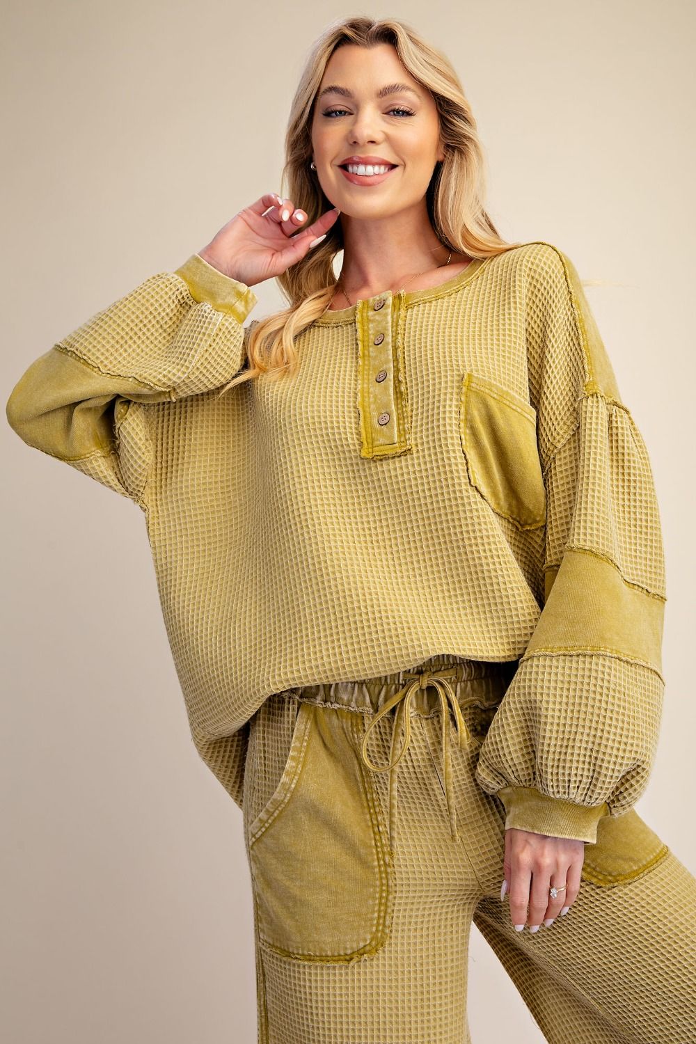 EASEL WASHED THERMAL KNIT PANT SET