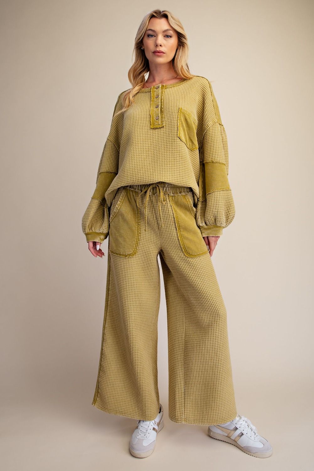 EASEL WASHED THERMAL KNIT PANT SET