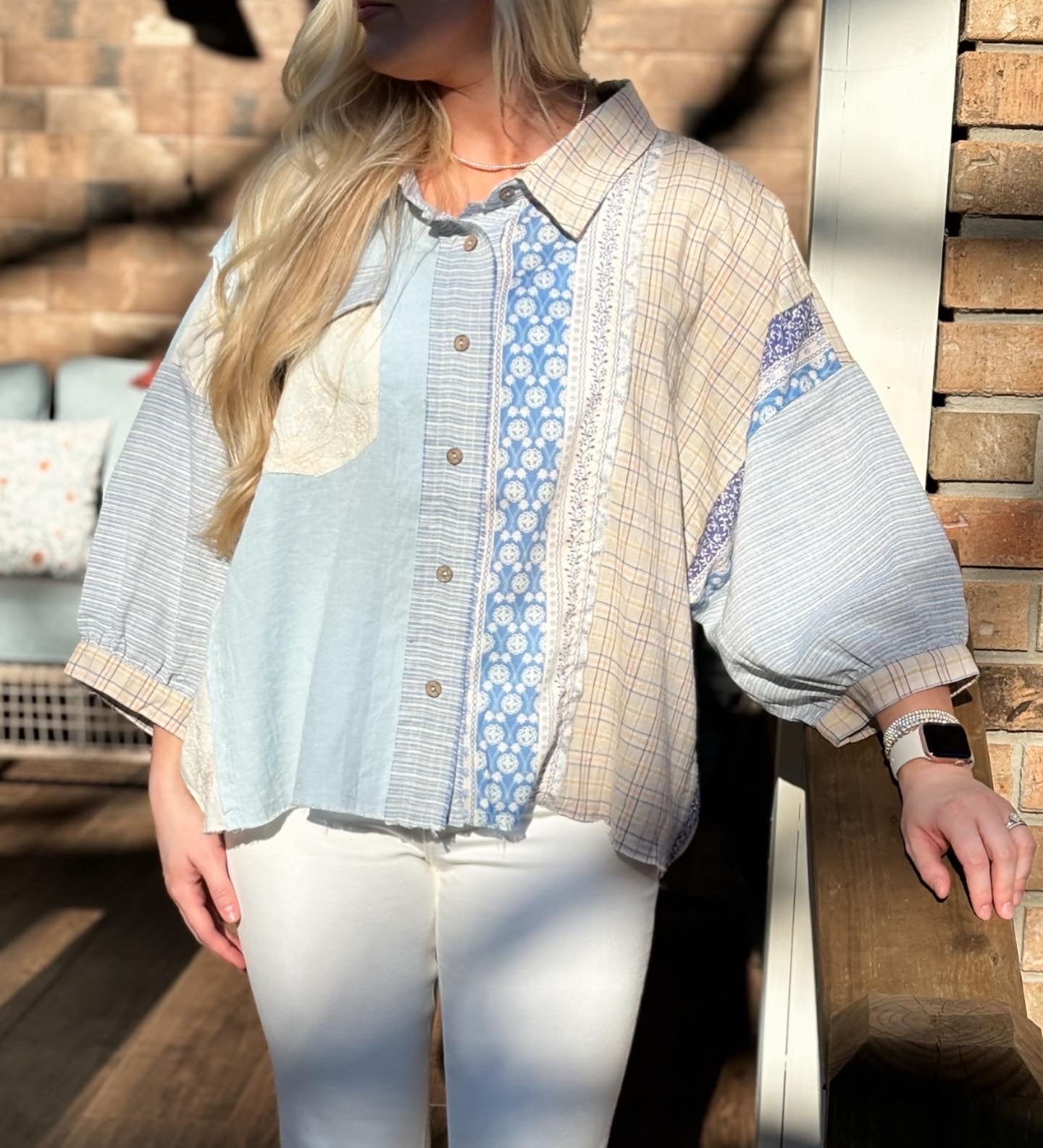Oli and Hali patchwork button down