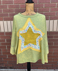 Easel mineral washed star patched top