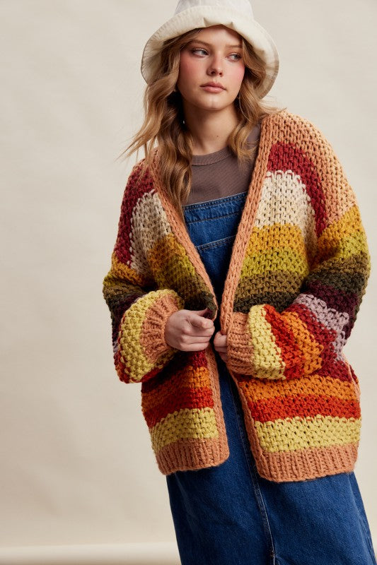 Autumn nights chunky cardigan orange mix