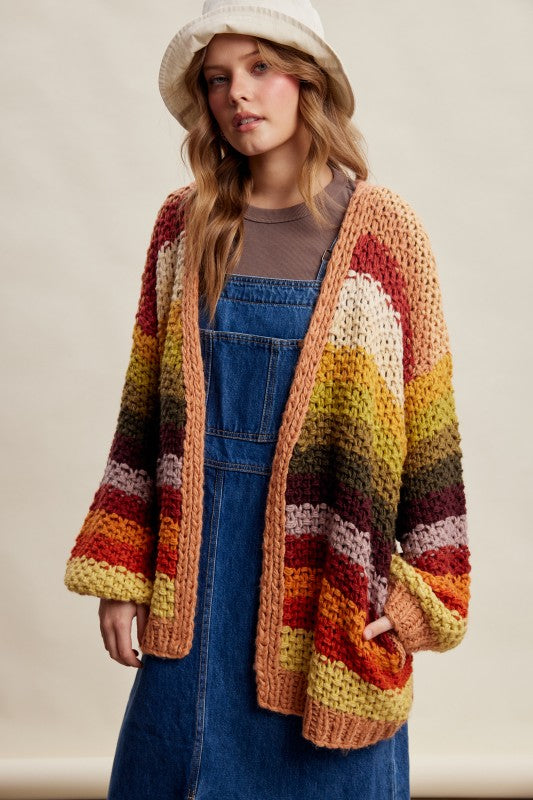 Autumn nights chunky cardigan orange mix