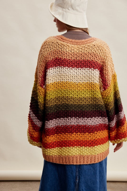 Autumn nights chunky cardigan orange mix