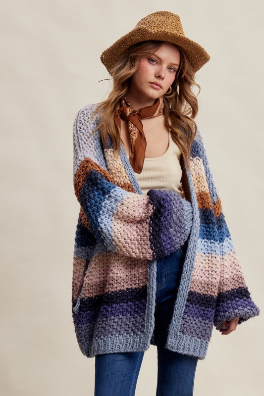 Autumn nights chunky cardigan listicle blue