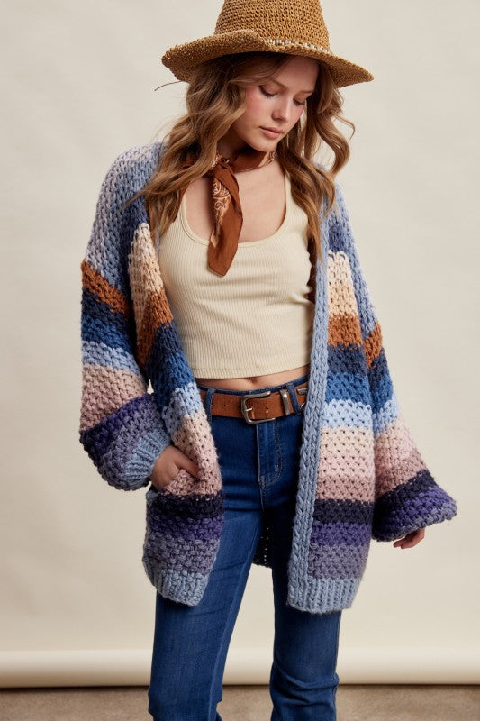 Autumn nights chunky cardigan listicle blue