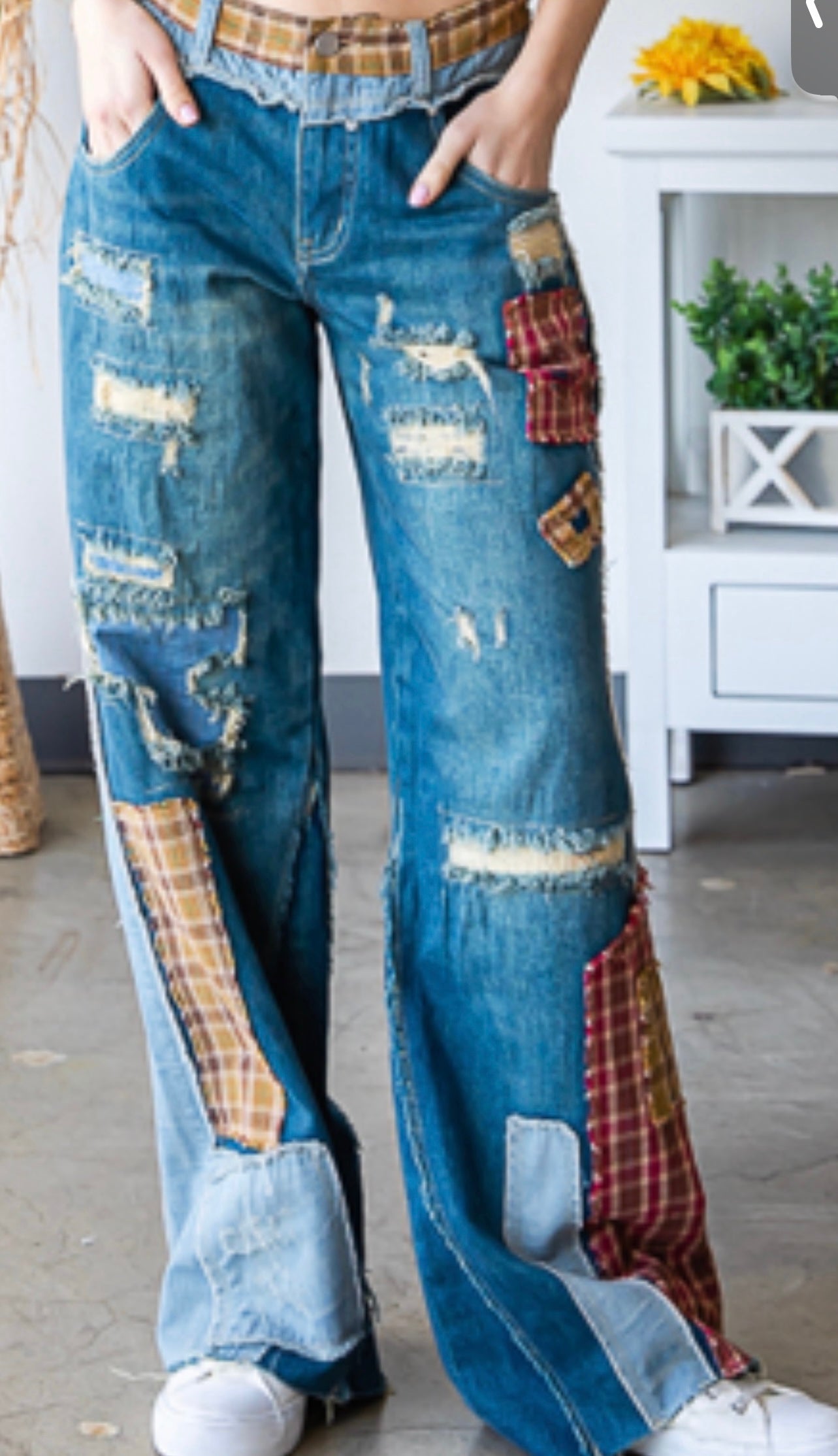Oli & Hali patchwork denim jeans – Bella Vita Unique Boutique