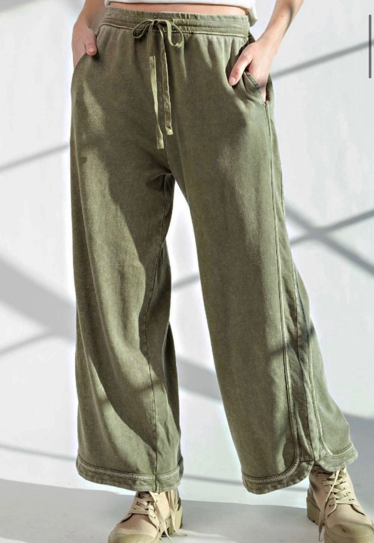 Easel mineral wash wide leg pants