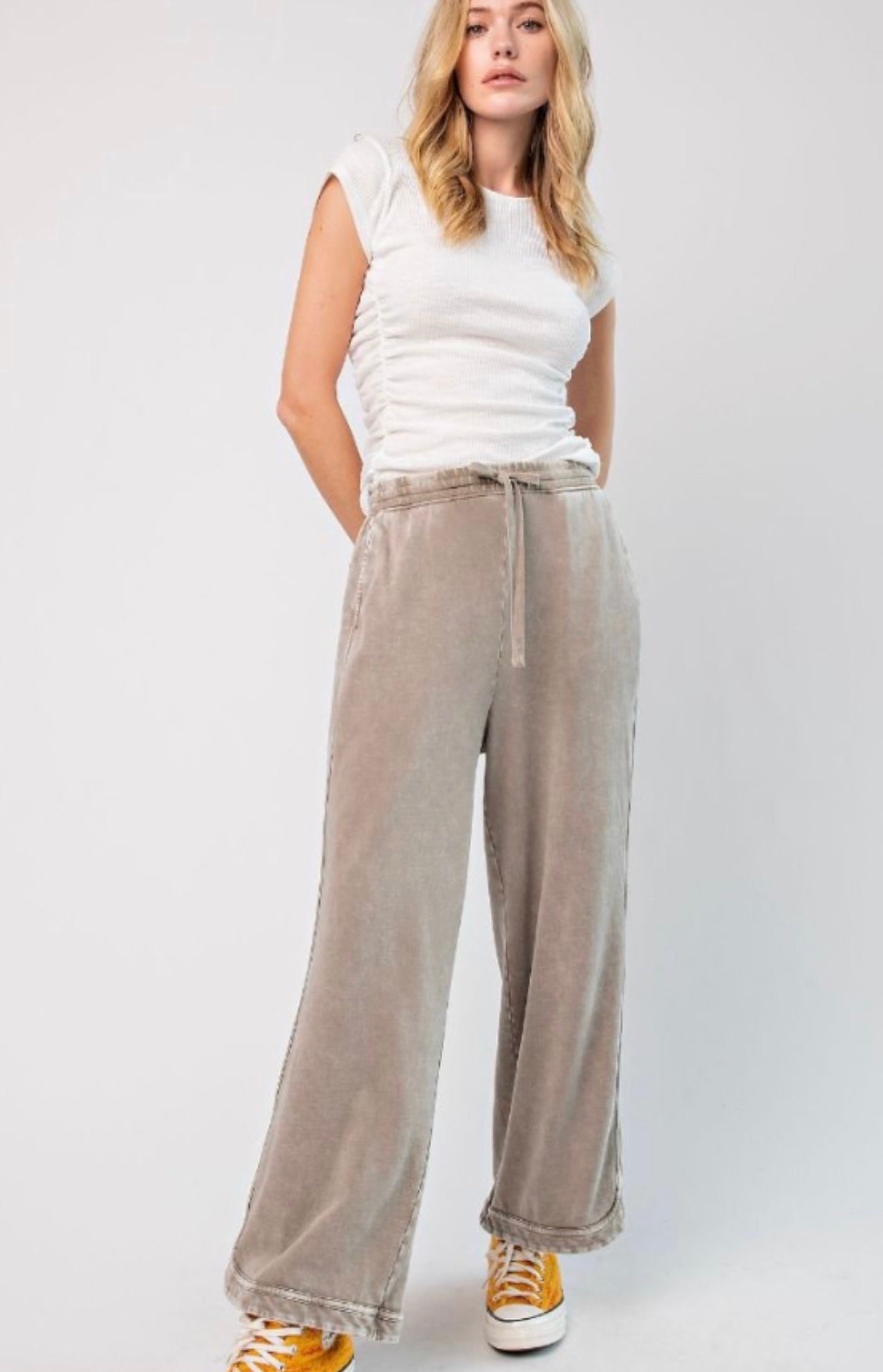 Easel mineral wash wide leg pants